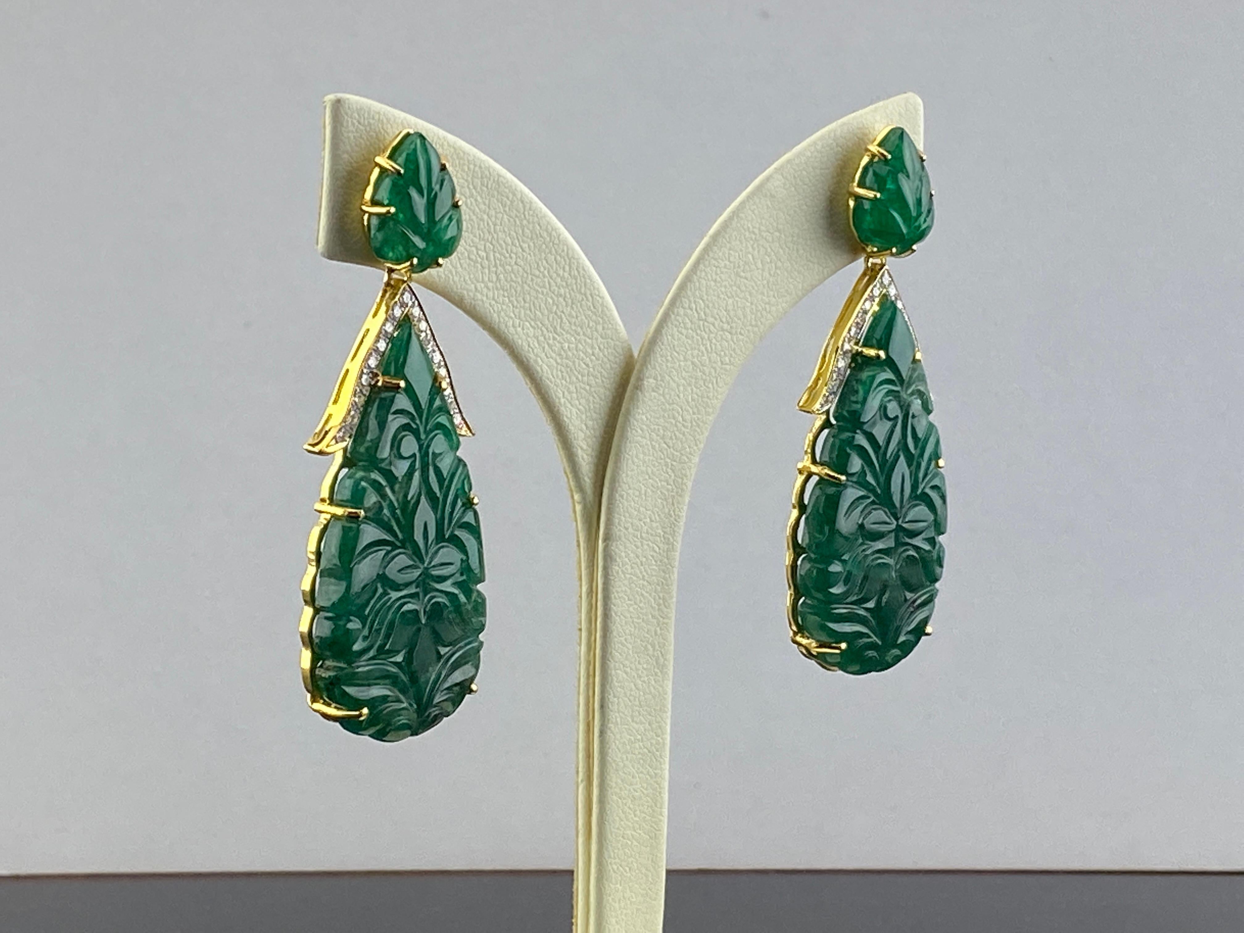 carved emerald earrings
