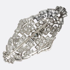 Art Deco 5.9ct Diamond Platinum Panel Brooch, Circa 1920