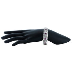 Art Deco 5 Carat Ruby and 20ct Diamond Platinum Bracelet with French Hallmarks
