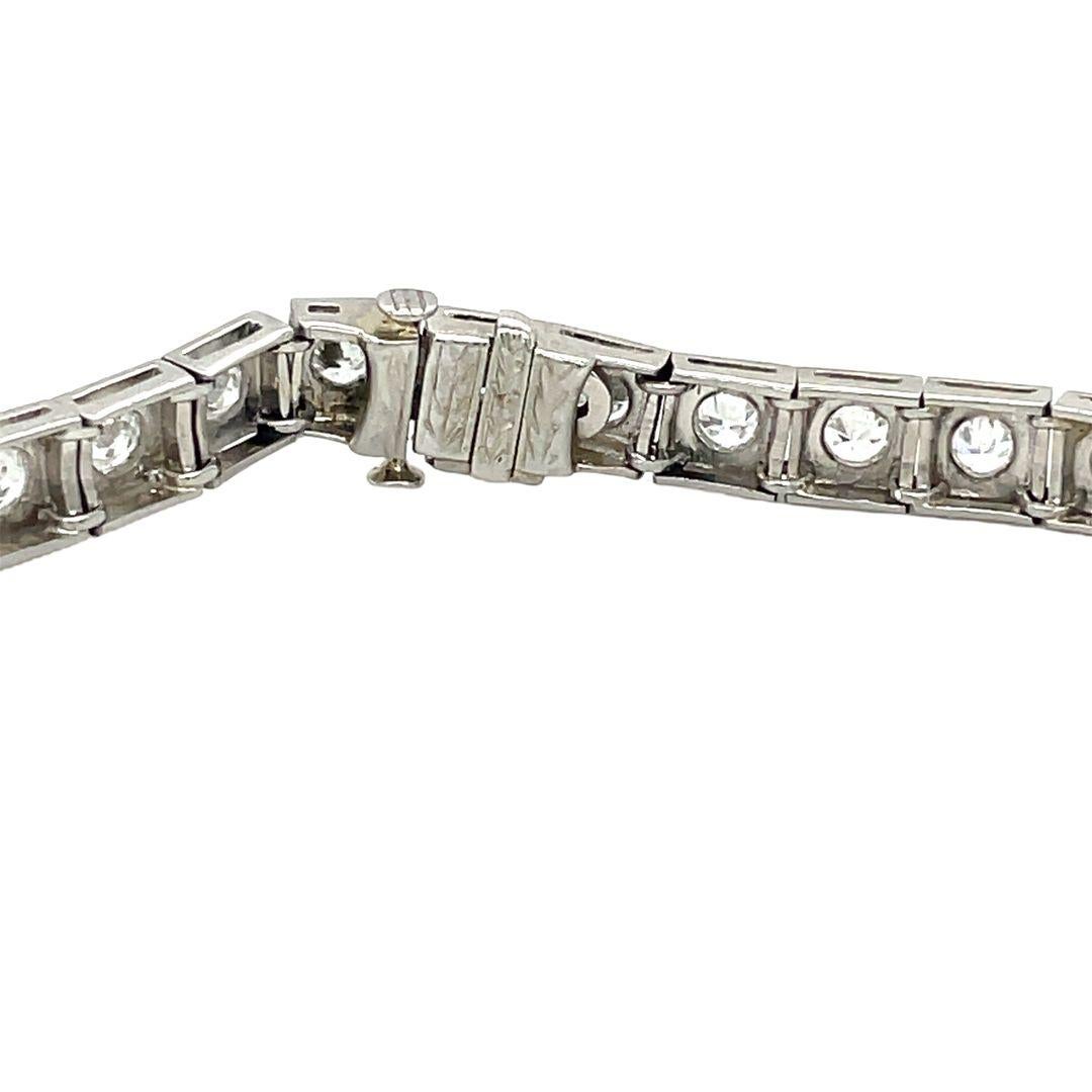 Women's or Men's Art Deco 6 carat Old European Cut Diamond Platinum Tennis Bracelet For Sale