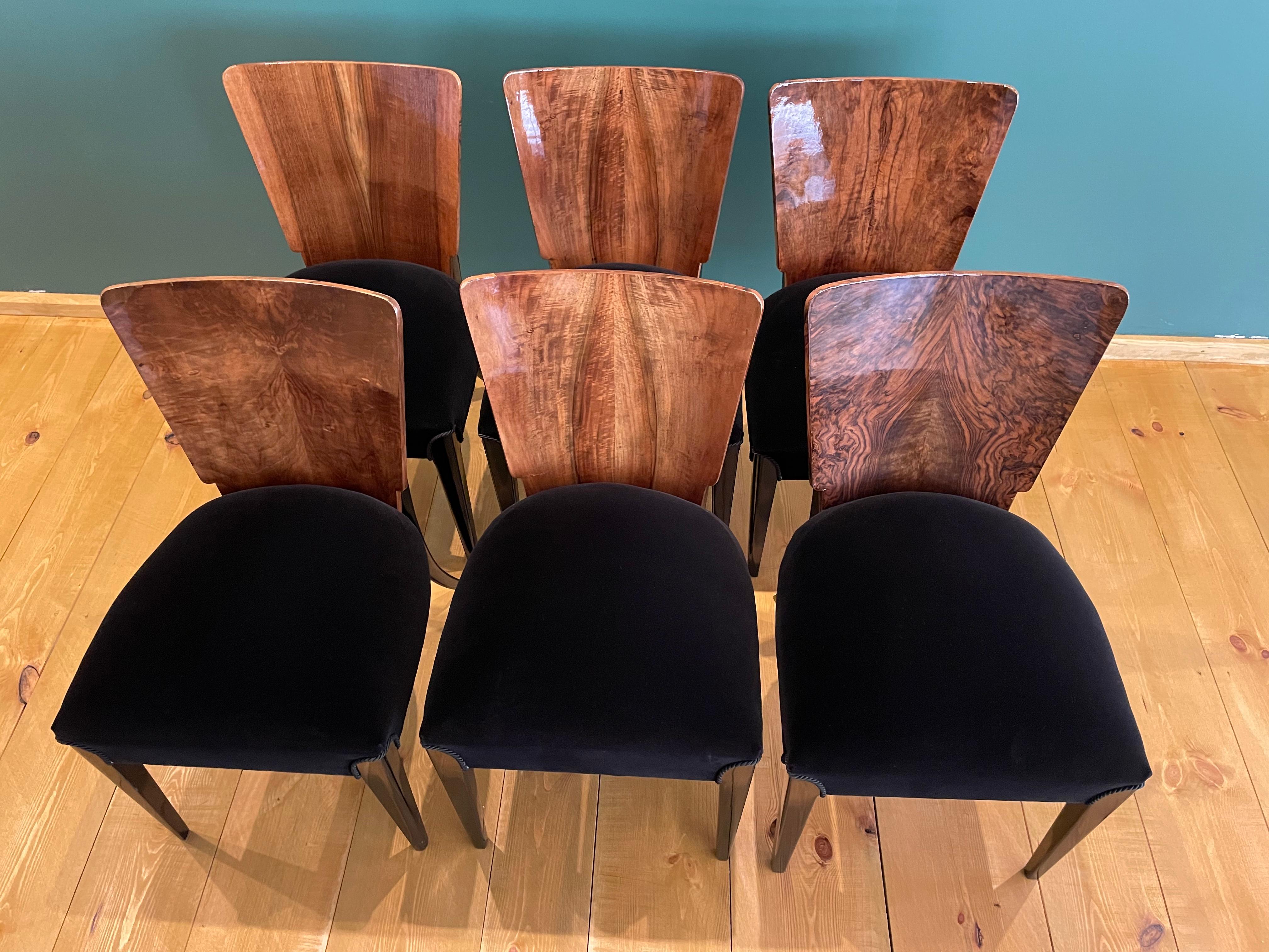 6 chaises Art Déco J. Halabala en vente 3