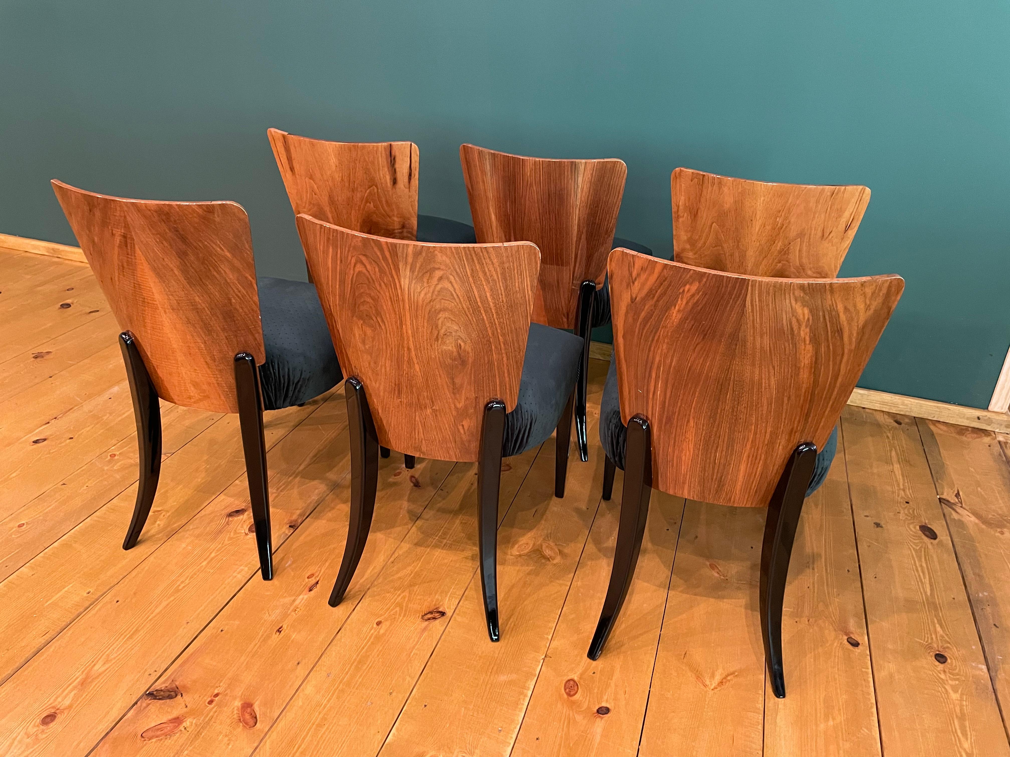 Art Deco 6 Chairs J. Halabala For Sale 4