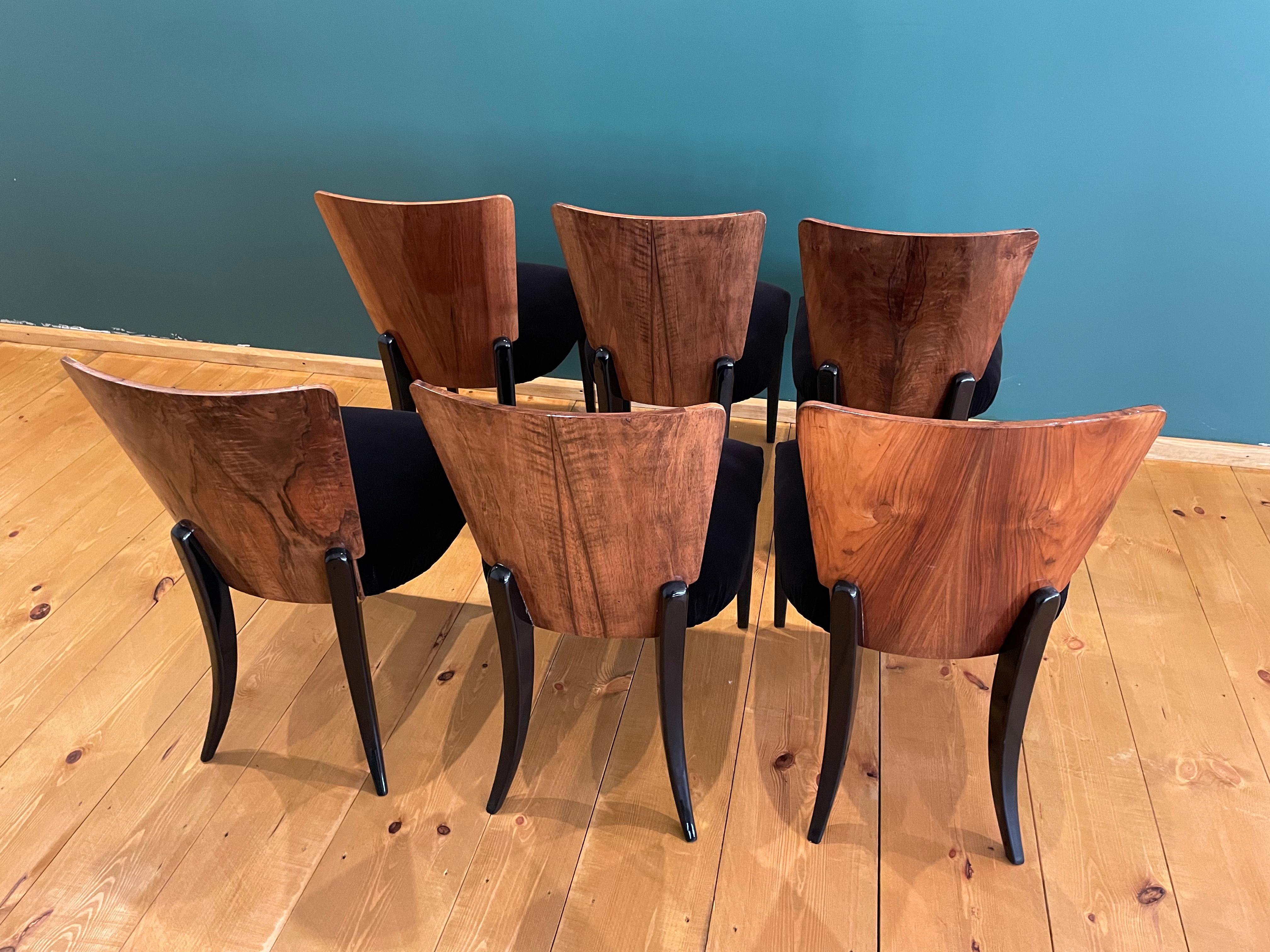 6 chaises Art Déco J. Halabala en vente 4