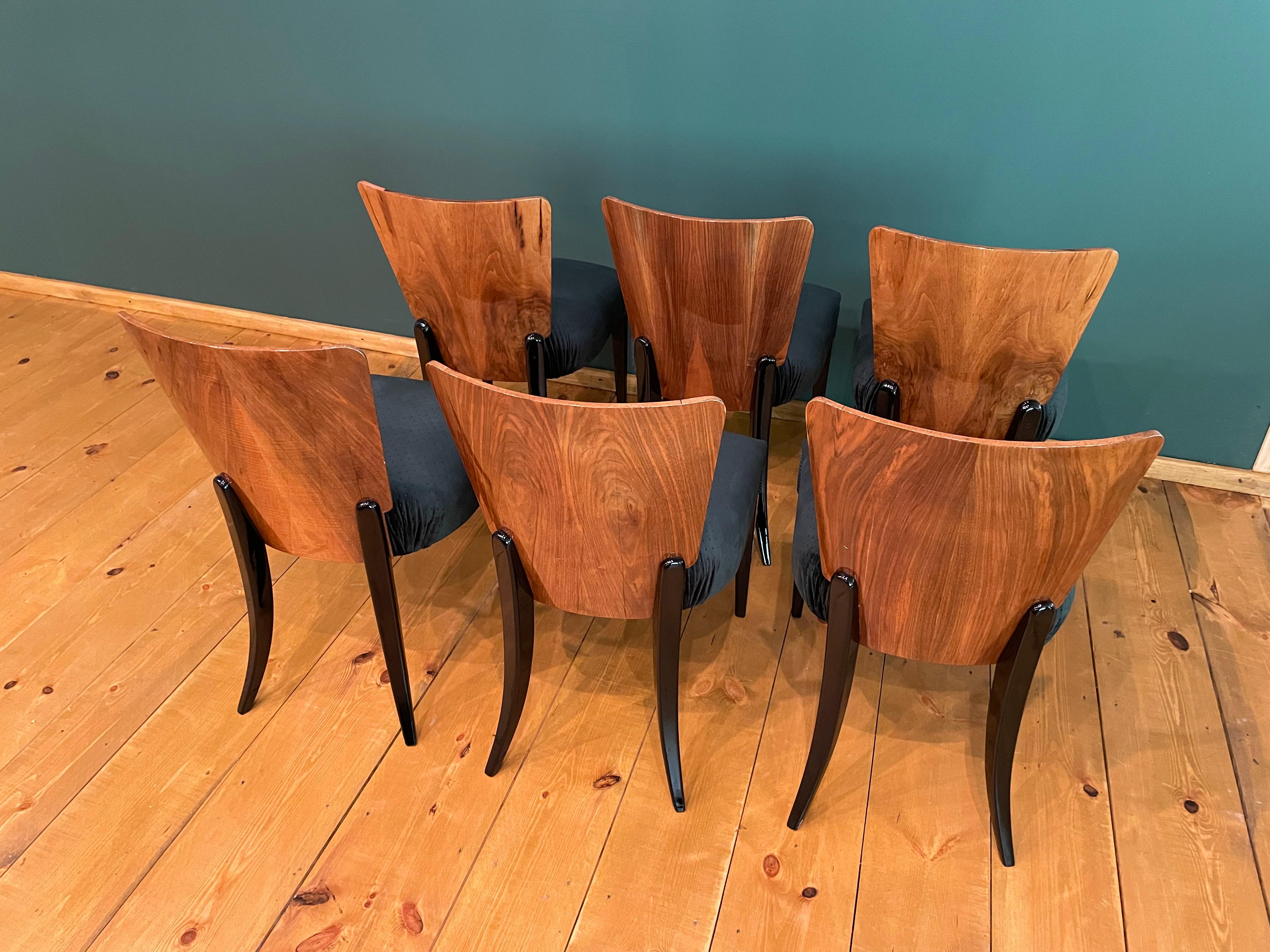Art Deco 6 Chairs J. Halabala For Sale 5