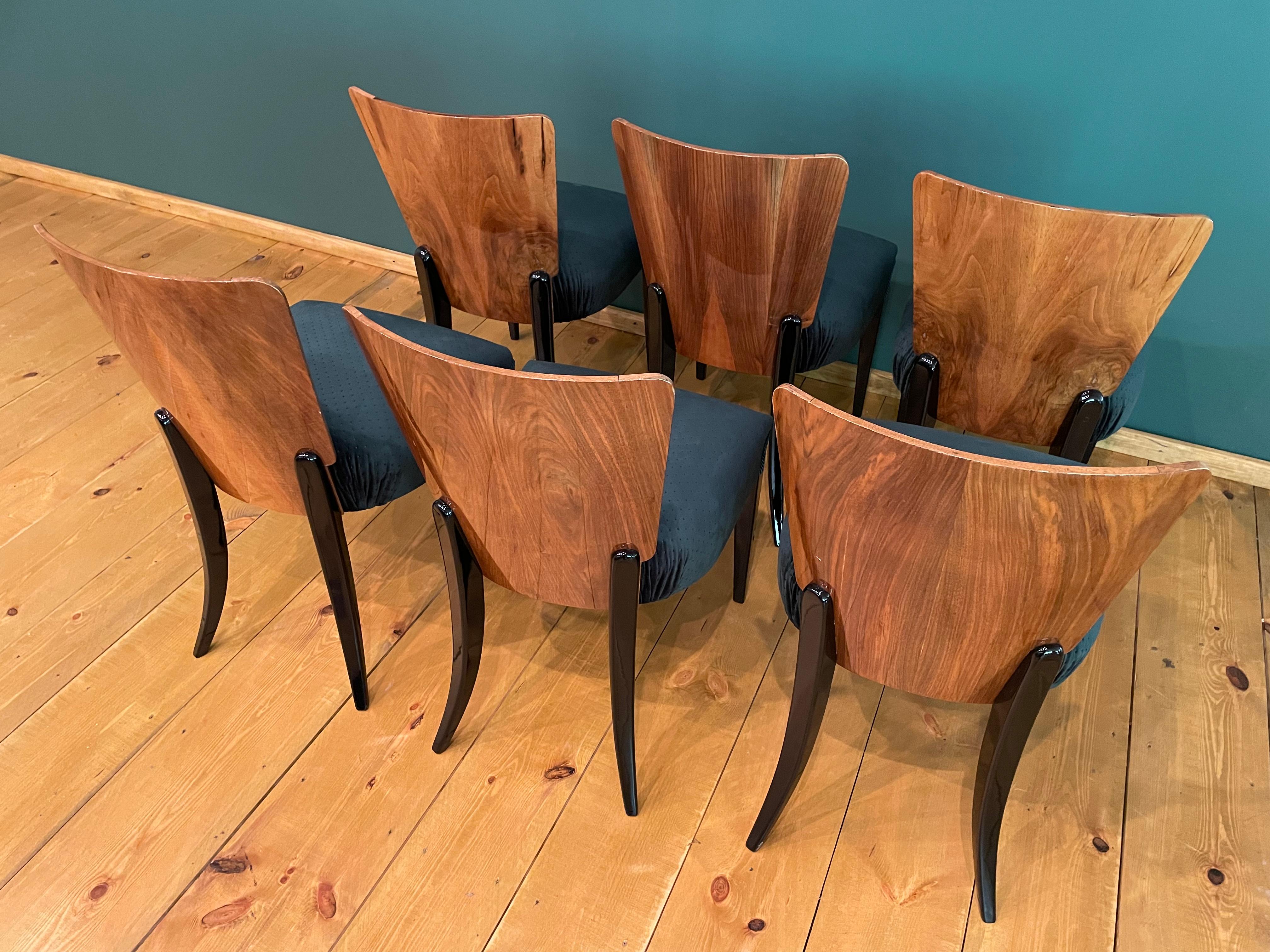 Art Deco 6 Chairs J. Halabala For Sale 7