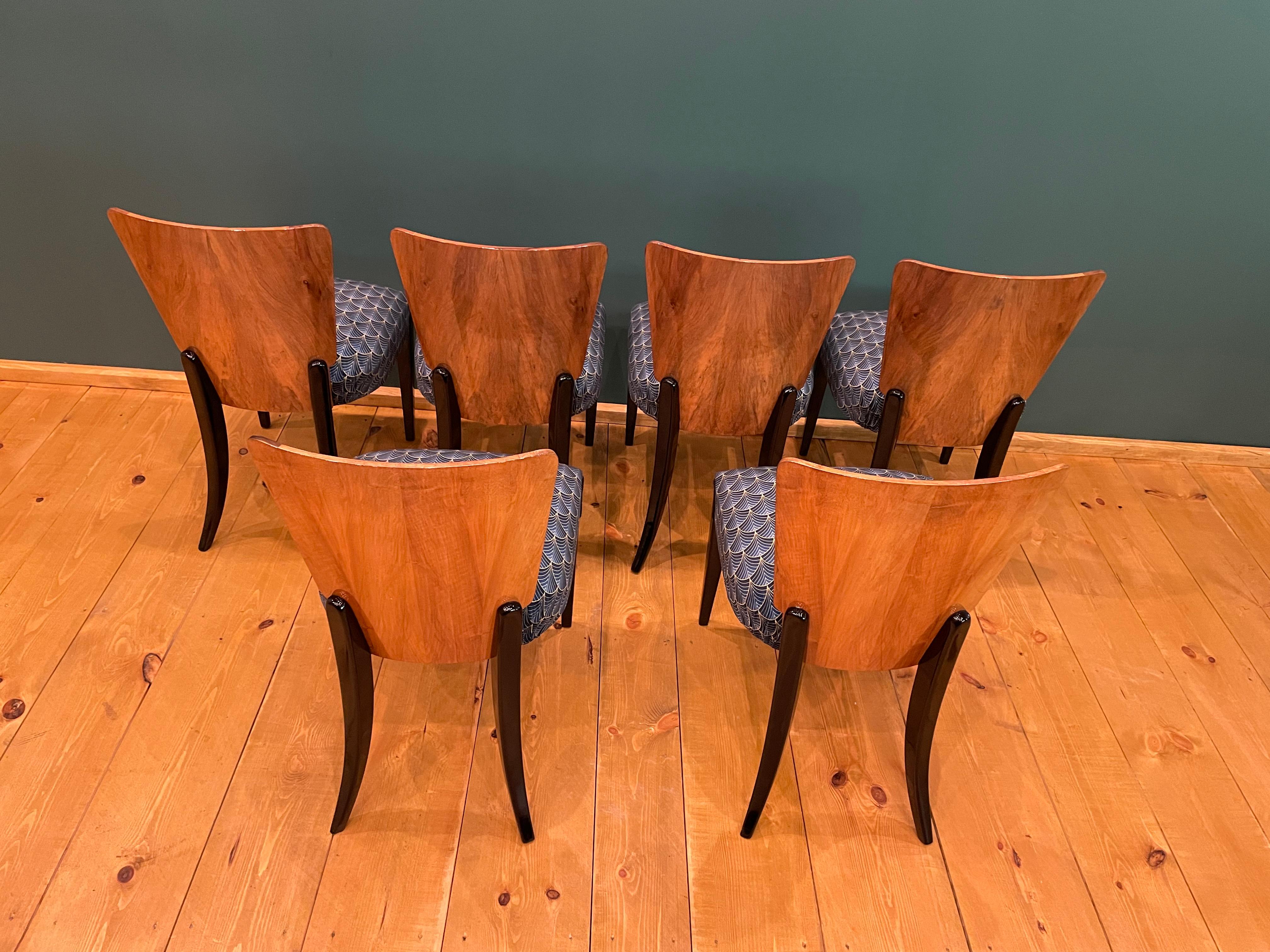 Art Deco 6 Chairs J. Halabala For Sale 2