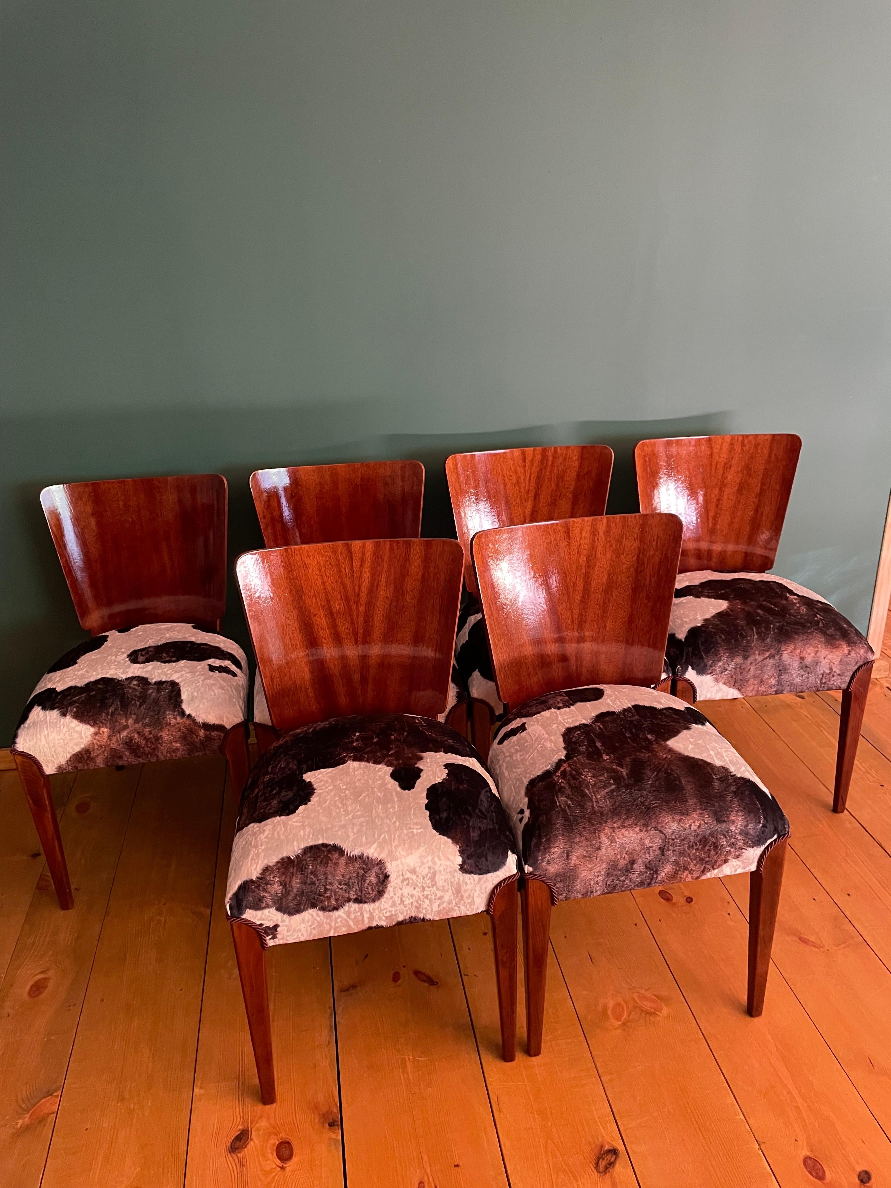 Art Deco 6 Chairs J. Halabala For Sale 1