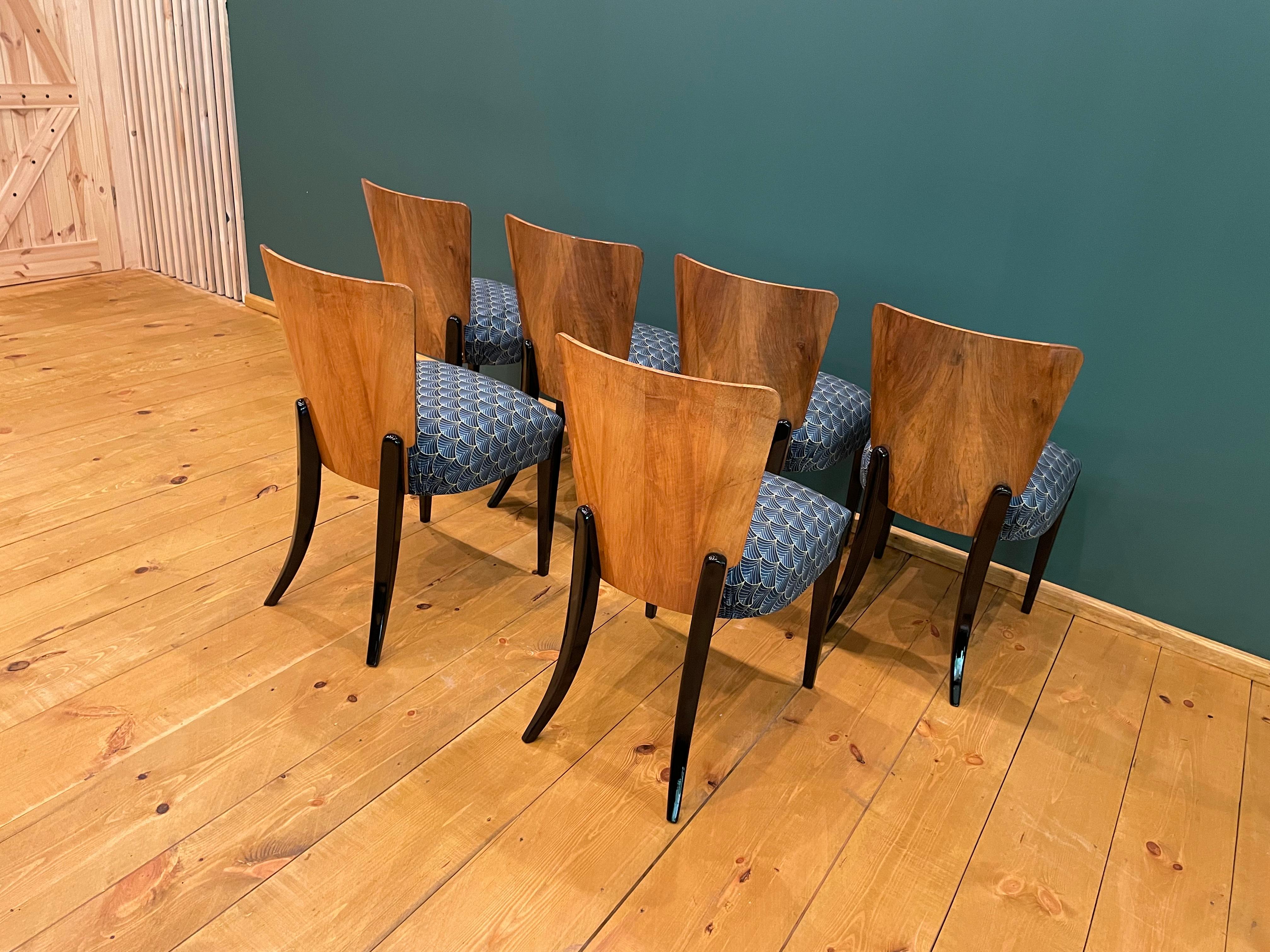 Art Deco 6 Chairs J. Halabala For Sale 3