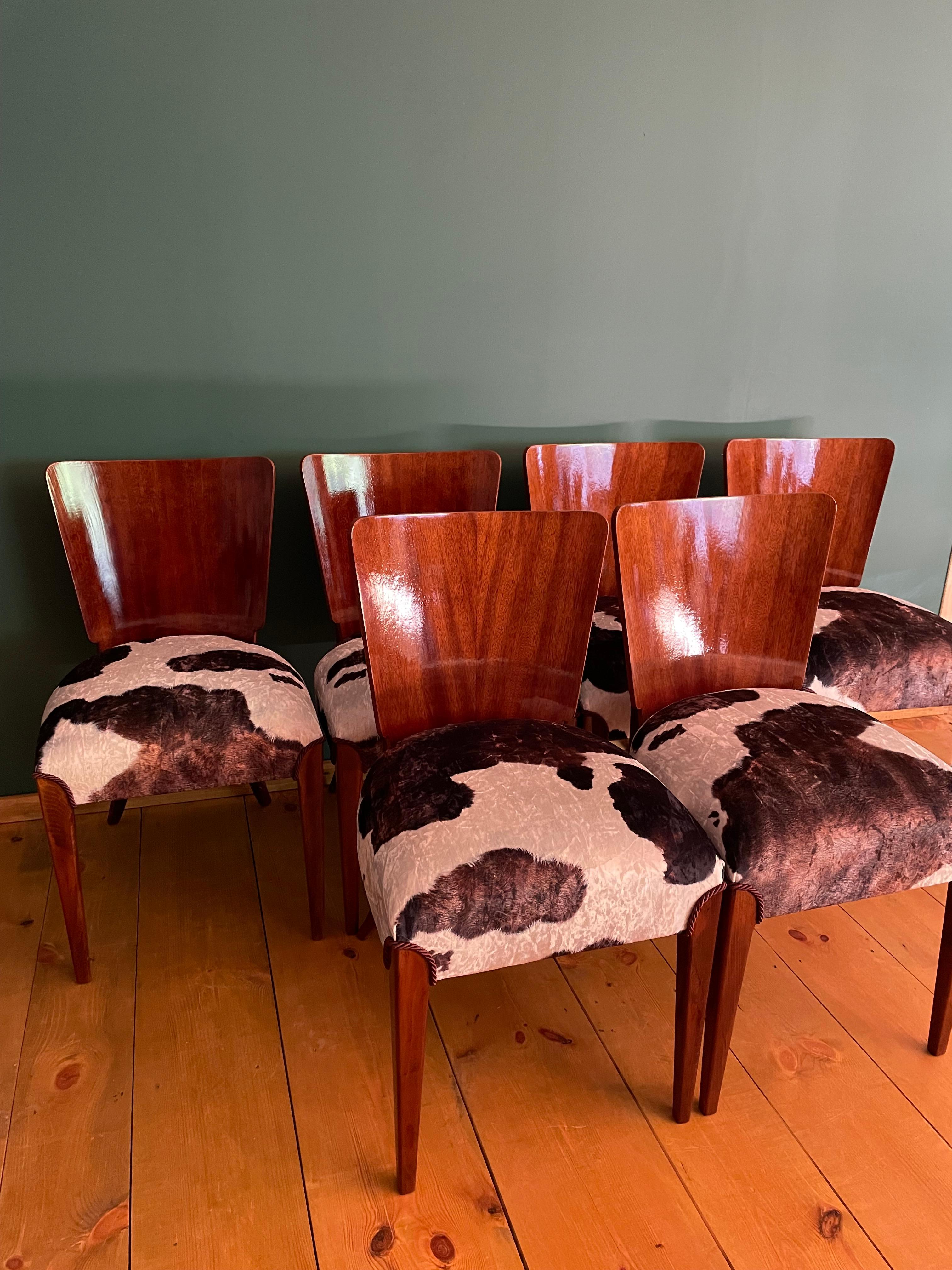 Art Deco 6 Chairs J. Halabala For Sale 2