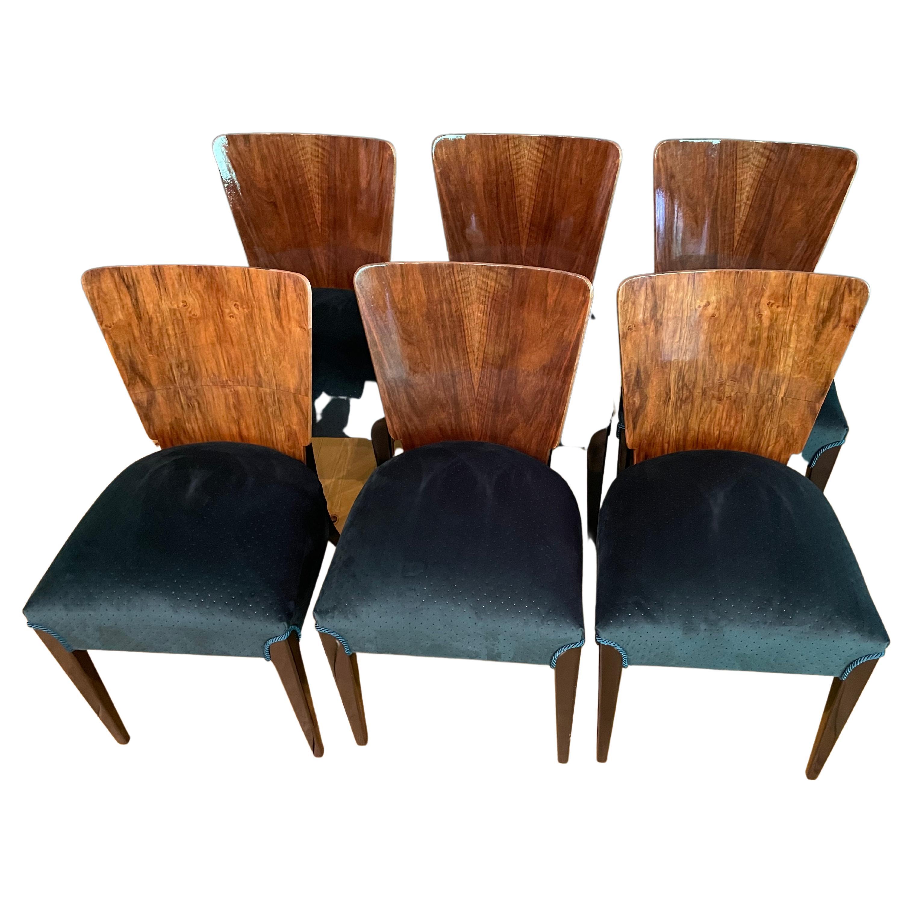 Art Deco 6 Chairs J. Halabala For Sale