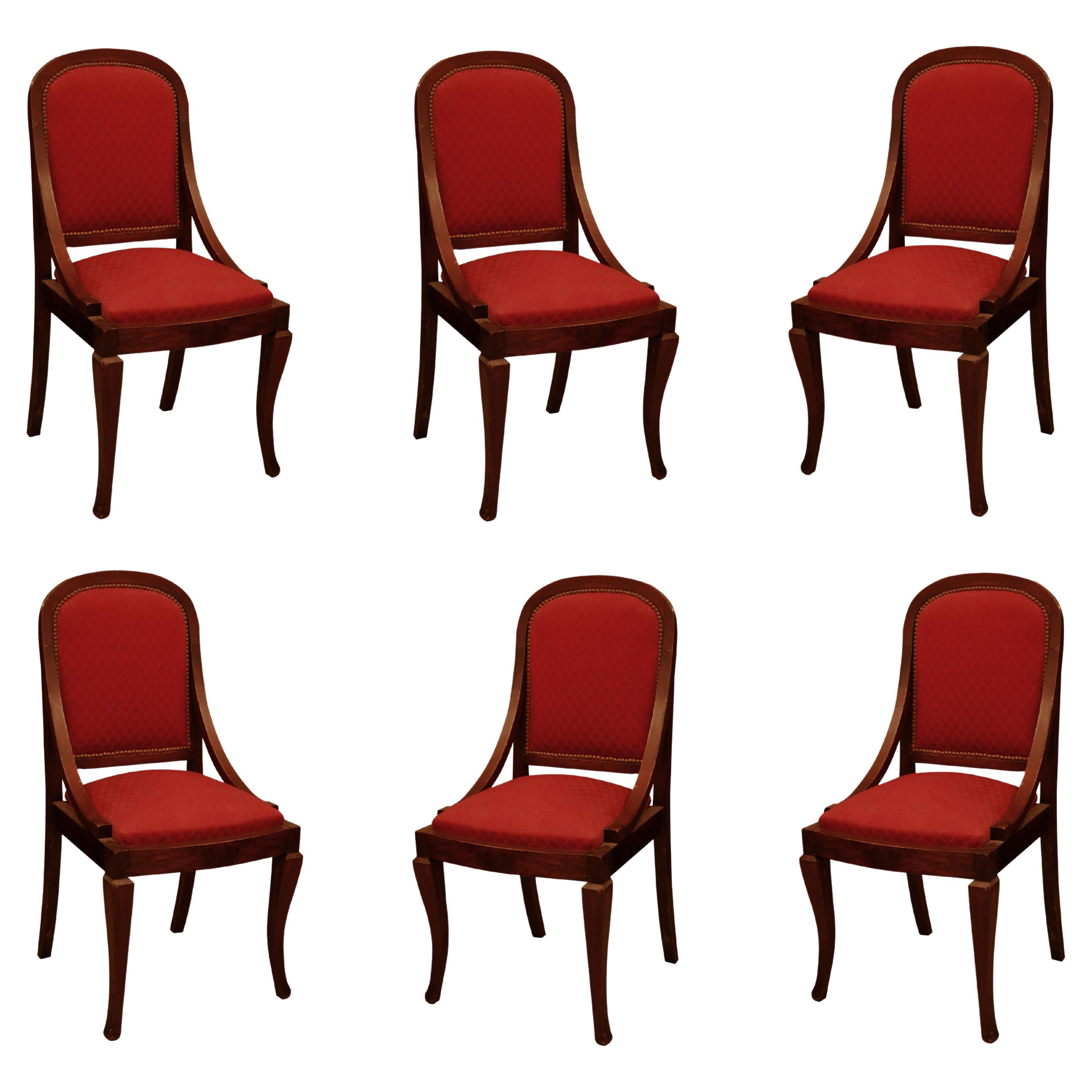 Art Deco 6 Chairs, France, ( Restoration at the client's choice) For Sale
