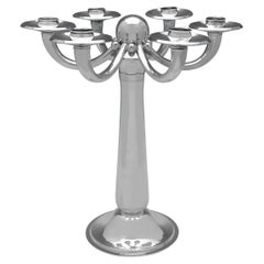 Art-déco-Kandelaber mit 6 Lichtern aus deutschem Silber, hergestellt um 1930 in Bremen