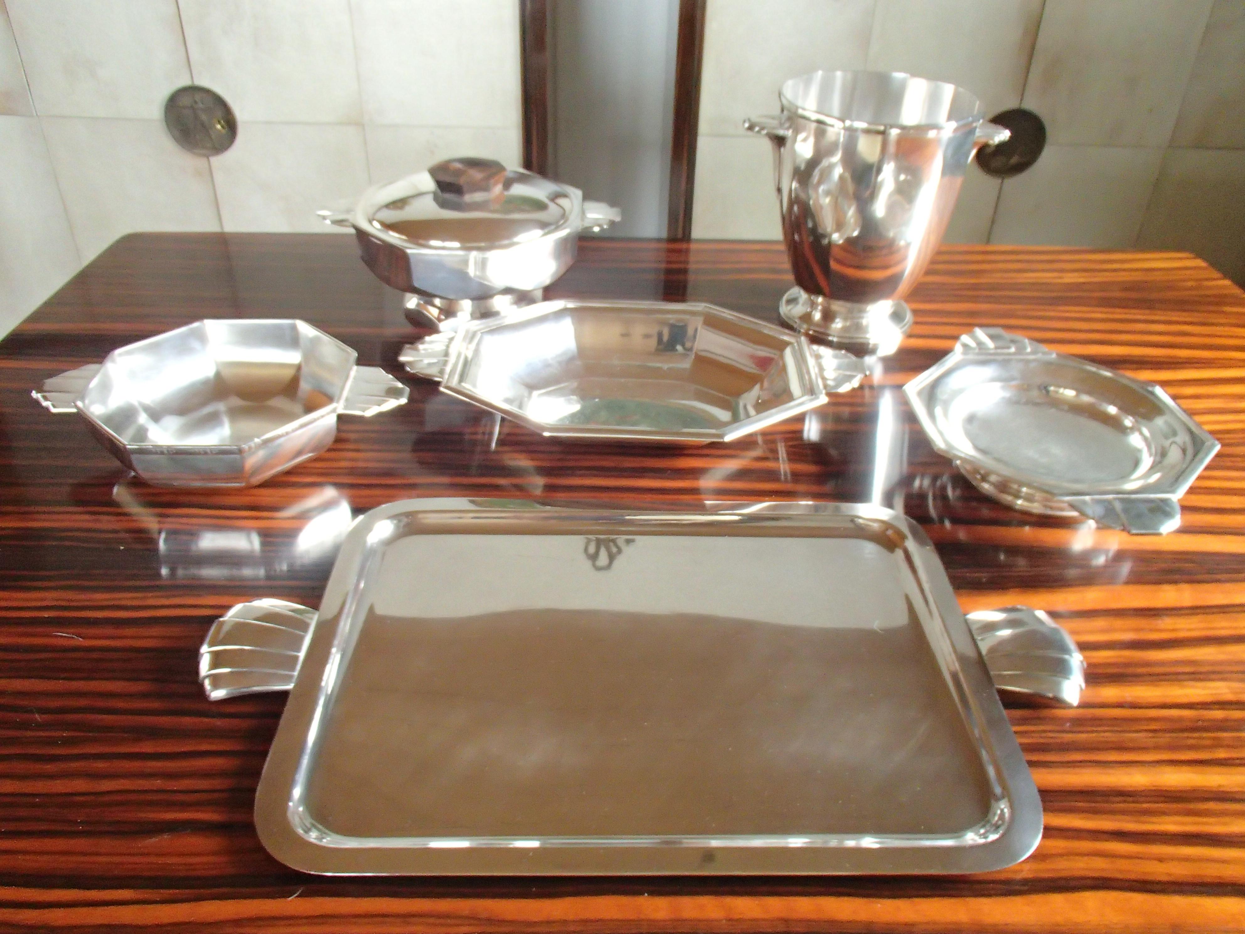 Art Deco 6 Pieces Silver Plated Serving Set 14