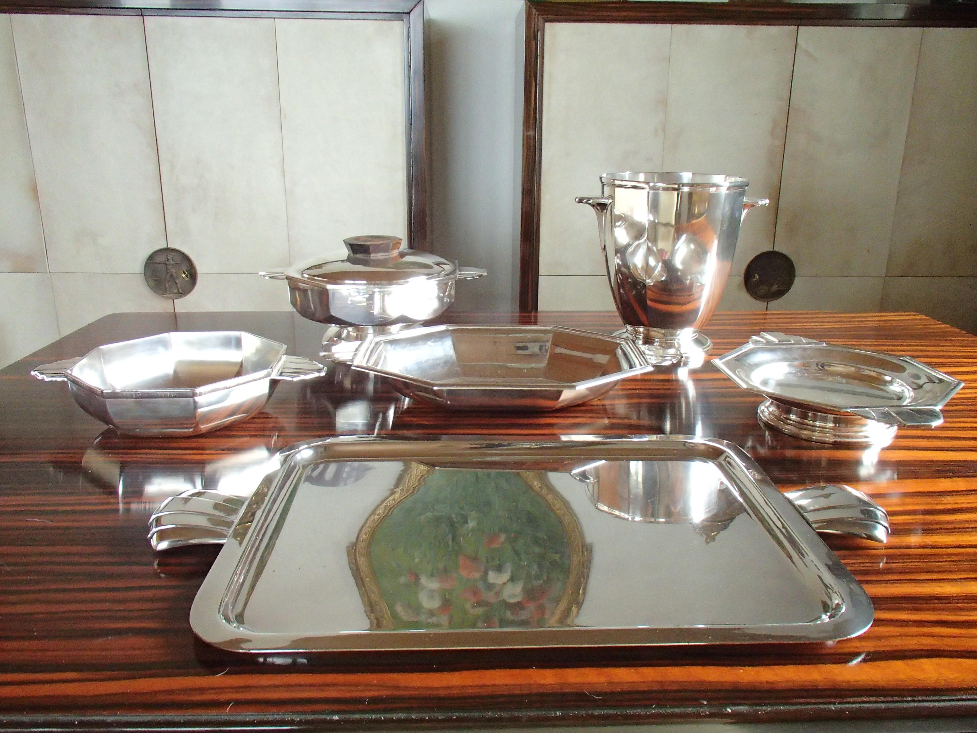 Art Deco 6 Pieces Silver Plated Serving Set 15