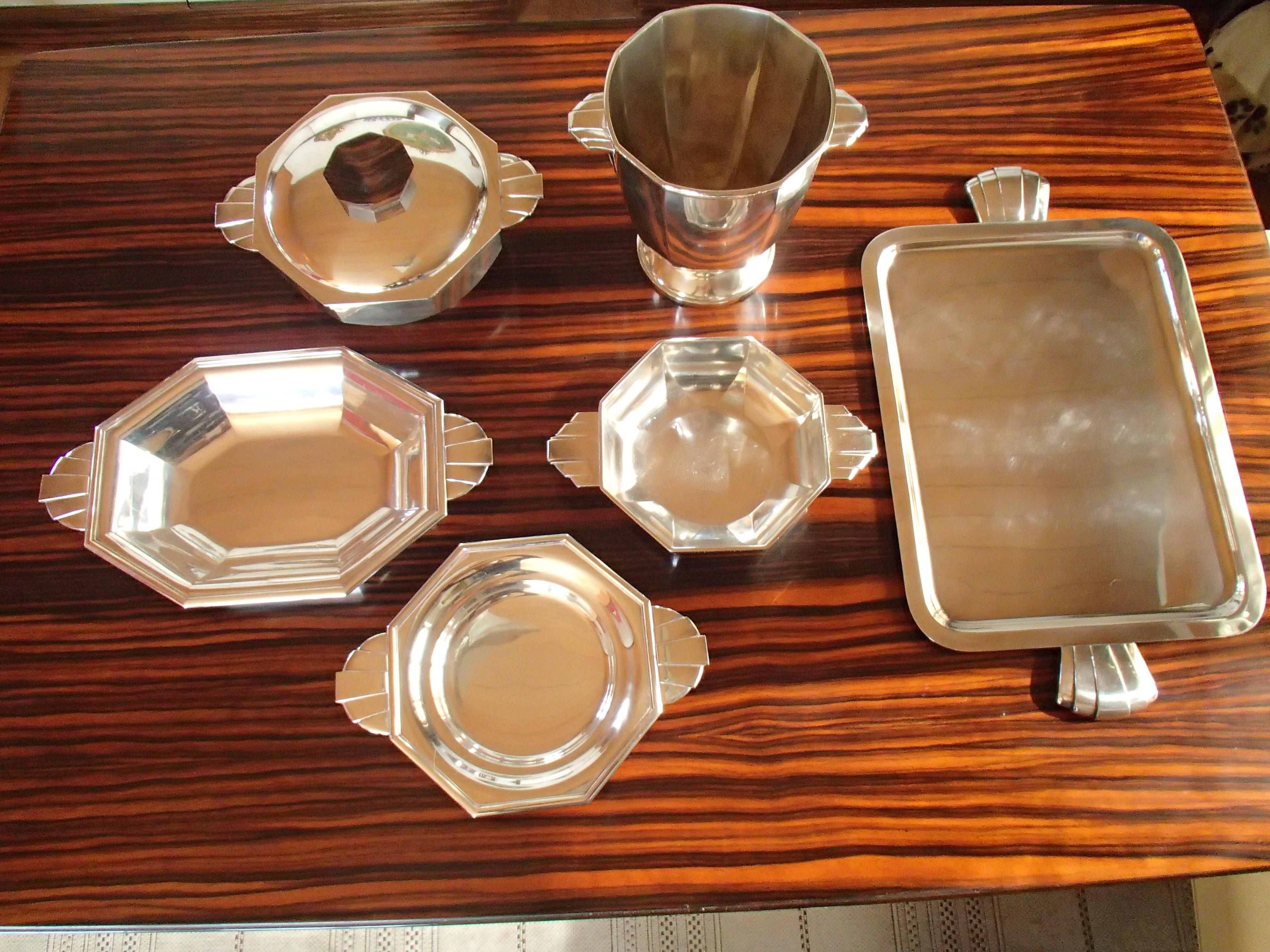Art Deco 6 Pieces Silver Plated Serving Set In Good Condition In Weiningen, CH