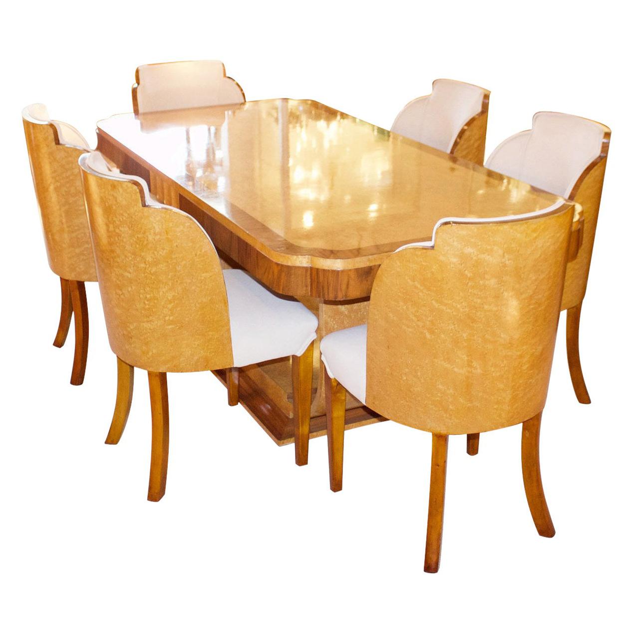 Art Deco 6-Seat Dining Suite by Harry & Lou Epstein, English, circa 1930