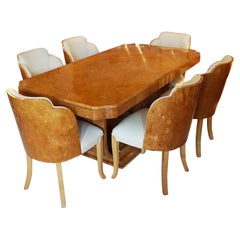 Vintage Art Deco 6 Seat Dining Suite by Harry & Lou Epstein English, Circa 1935