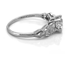 Art Deco .60 Carat Diamond Antique Engagement Ring Platinum
