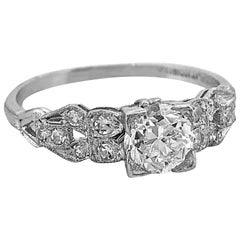 Art Deco .60 Carat Diamond Antique Engagement Ring Platinum