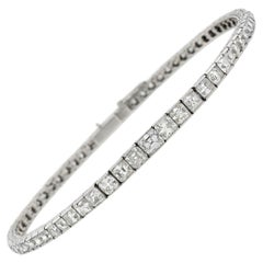 Art Deco 6.00 Total Carat Mixed Square Step Cut Diamond Link Line Bracelet