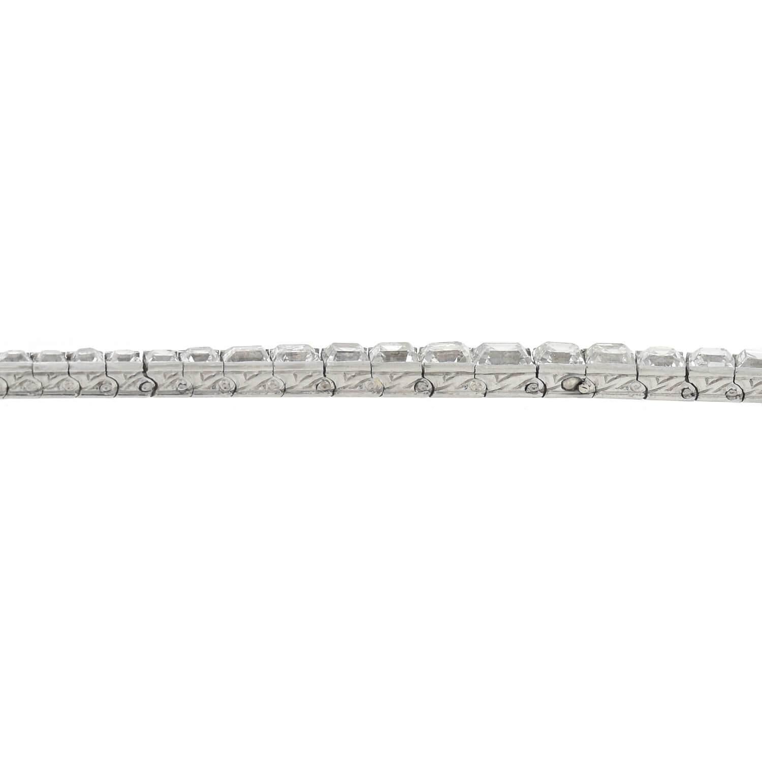 Art Deco 6.00 Total Carat Mixed Square Step Cut Diamond Link Line Bracelet 1