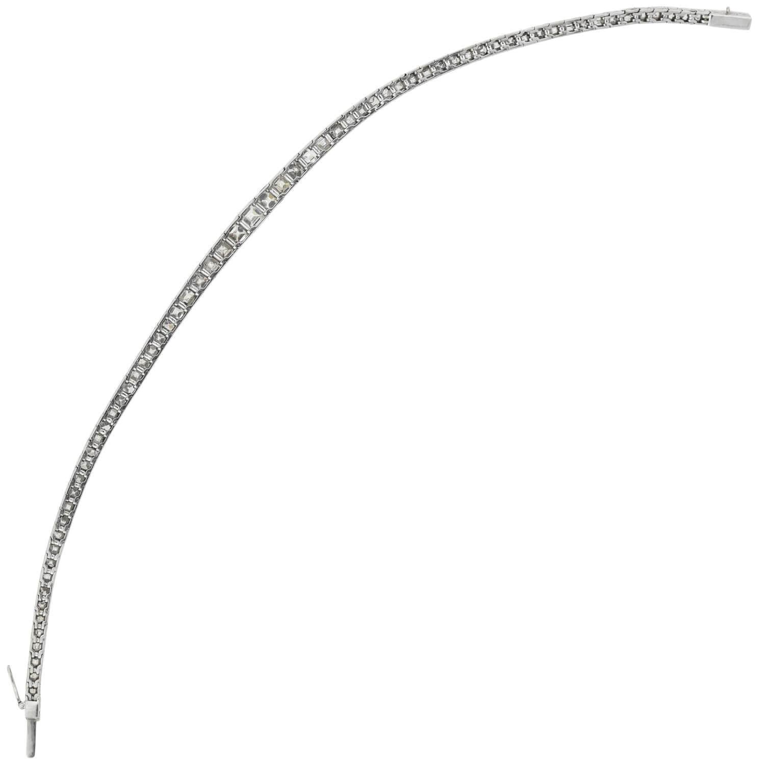Art Deco 6.00 Total Carat Mixed Square Step Cut Diamond Link Line Bracelet 3