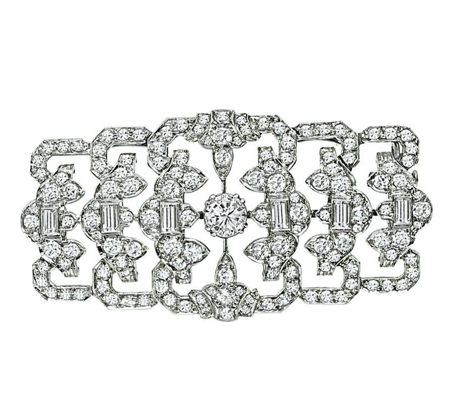Alfiler Art Decó de Platino con Diamantes de 6,00 ct Talla antigua en venta