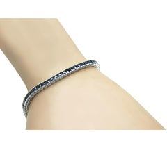 Art Deco 6.00ct French Cut Sapphire Platinum Line Bracelet
