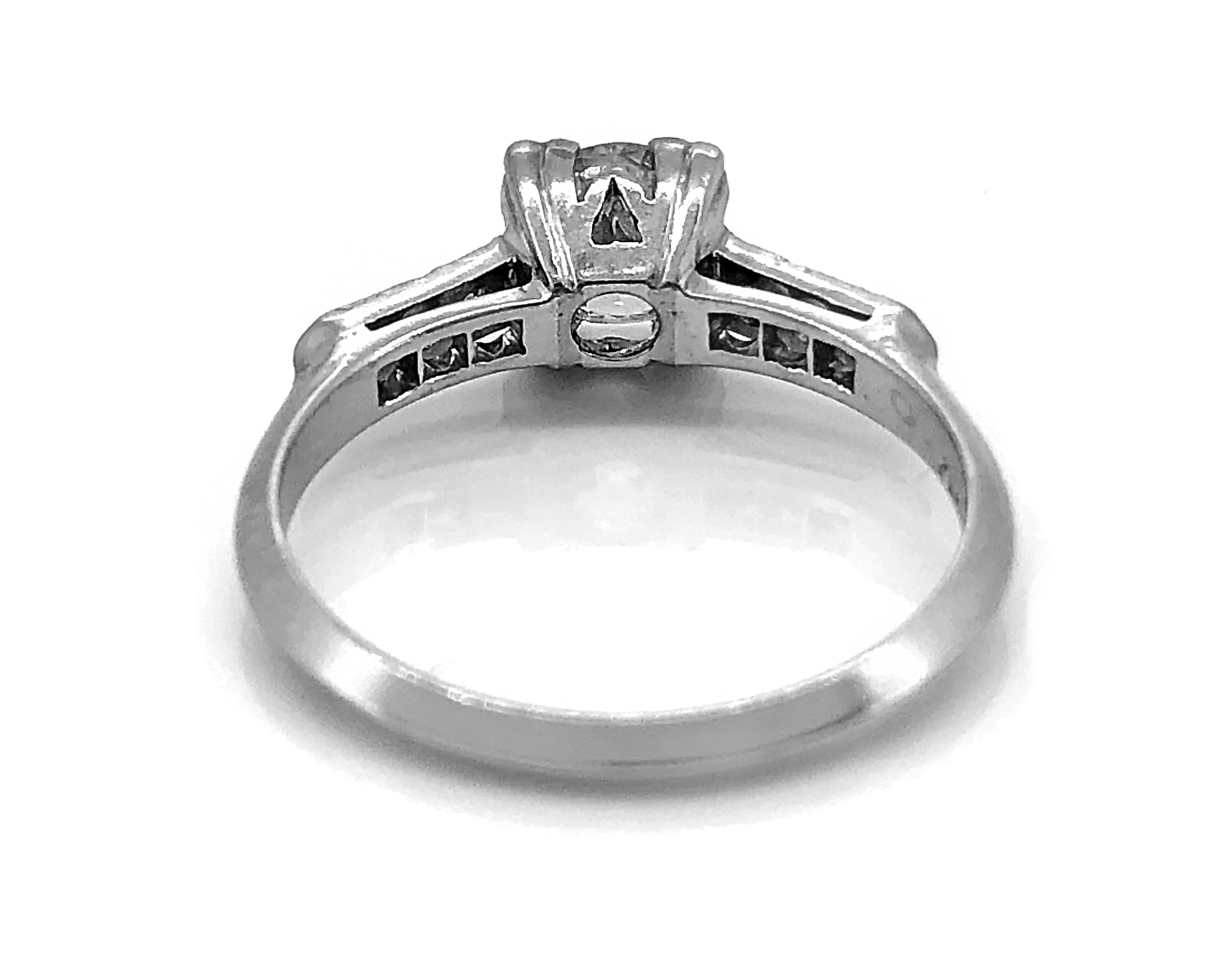 Old European Cut Art Deco .62 Carat Diamond Platinum Antique Engagement Ring