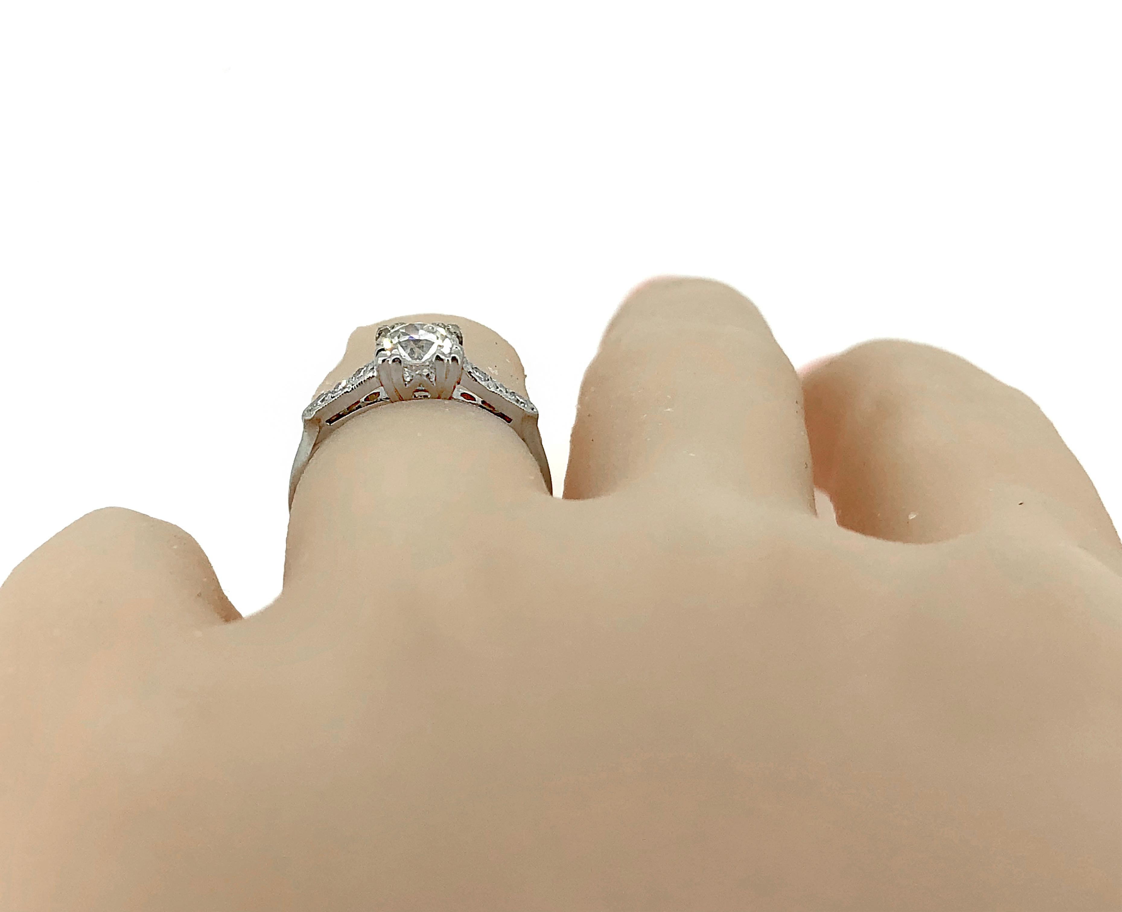 Women's Art Deco .62 Carat Diamond Platinum Antique Engagement Ring