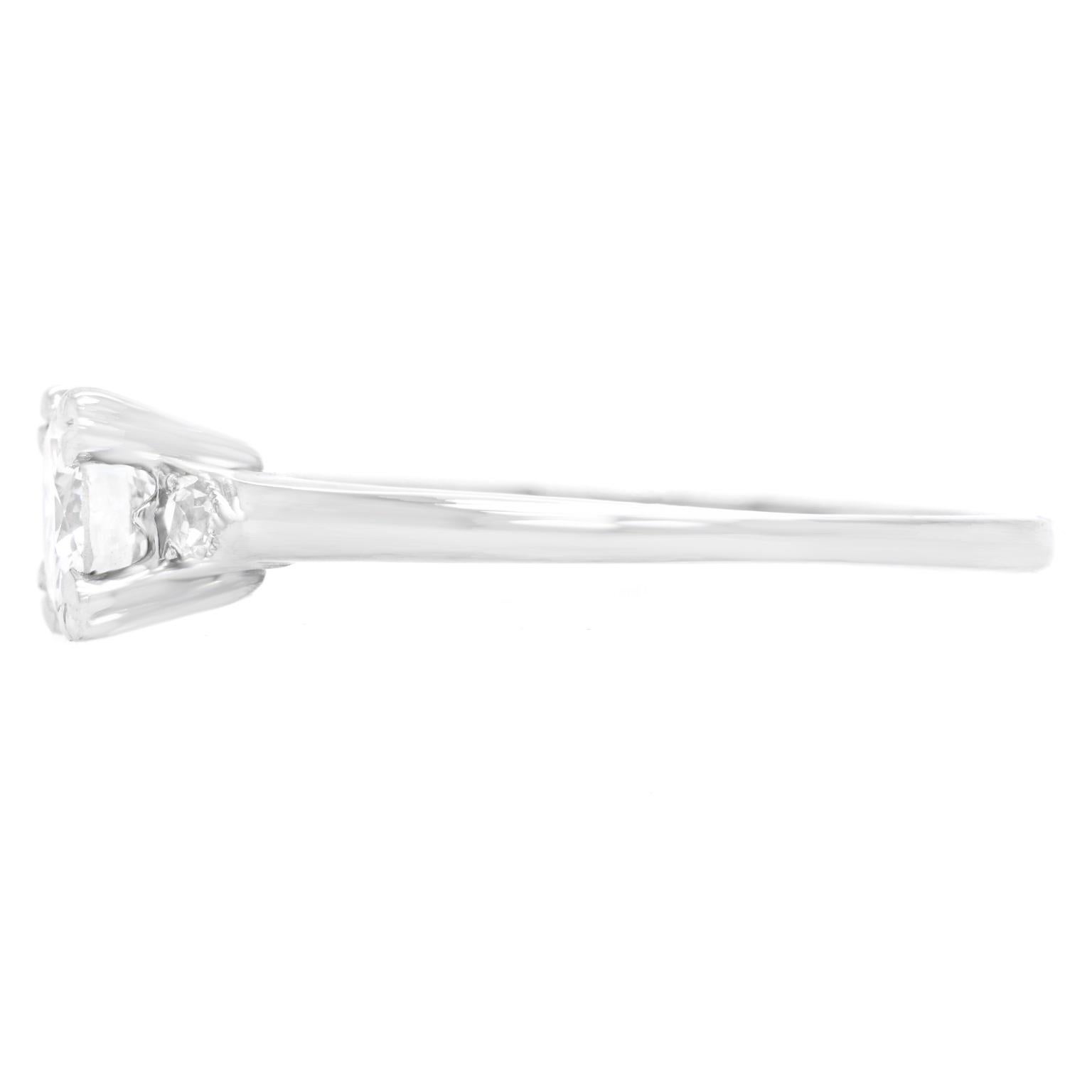 Art Deco .63 Carat Diamond-Set Platinum Engagement Ring GIA In Excellent Condition In Litchfield, CT