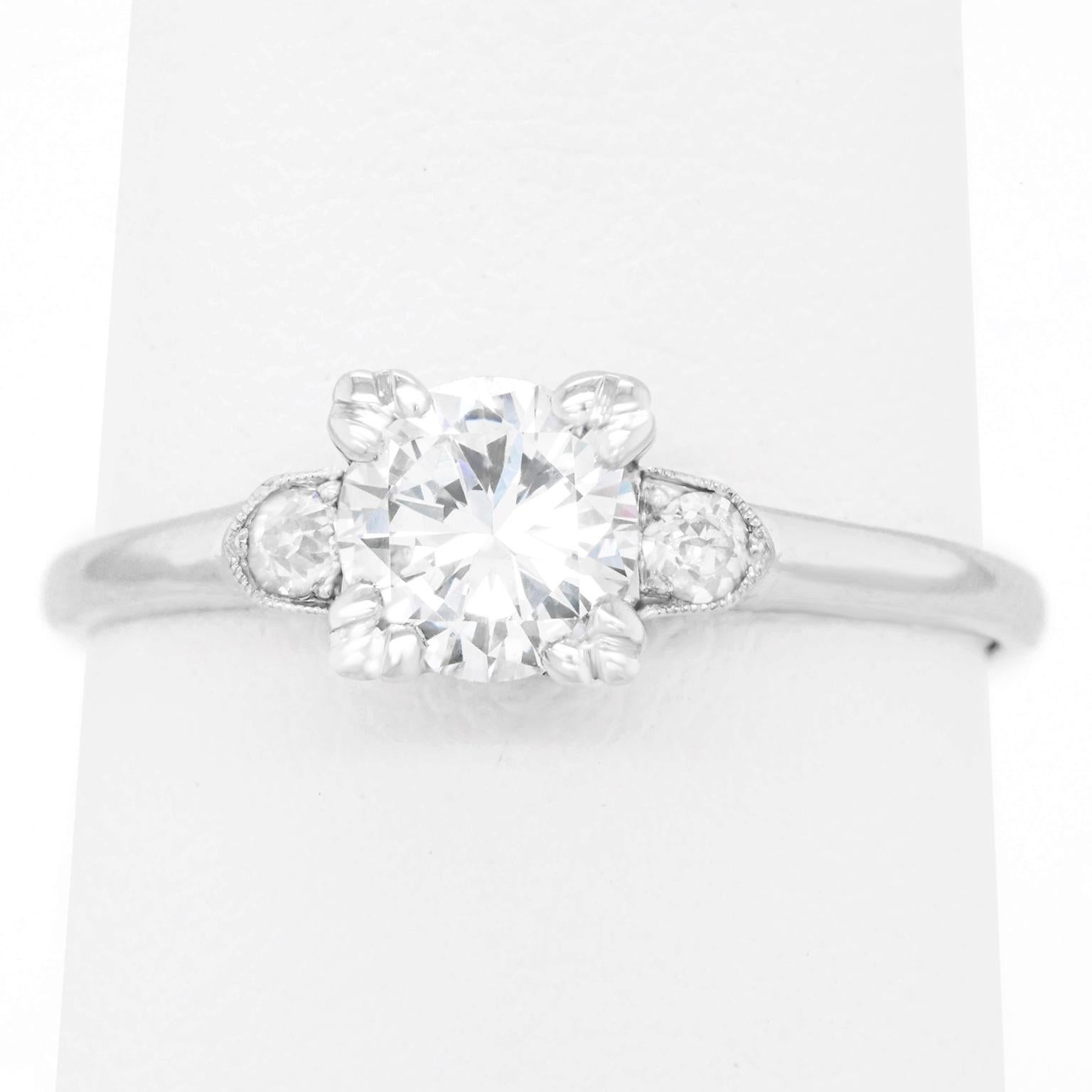 Art Deco .63 Carat Diamond-Set Platinum Engagement Ring GIA 1