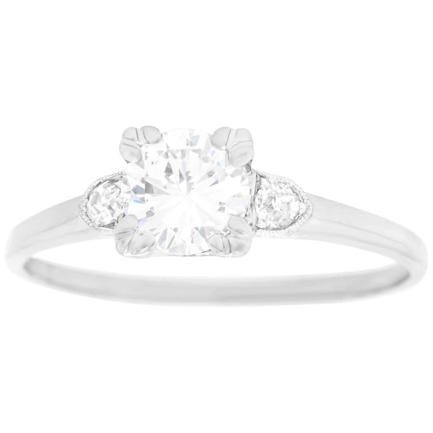 Art Deco .63 Carat Diamond-Set Platinum Engagement Ring GIA