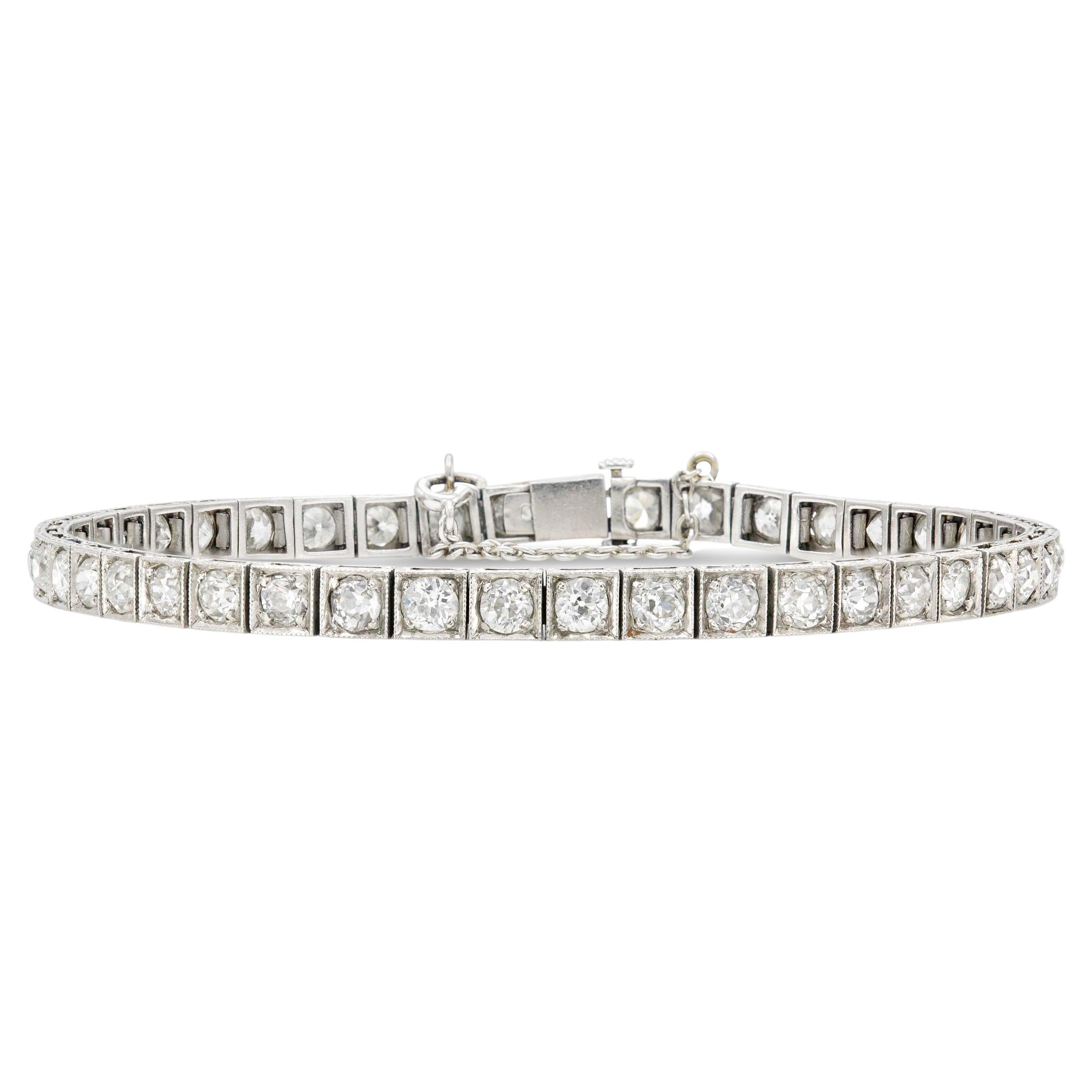 Estate Platinum Art Deco 4.30 Carat Diamond Tennis Bracelet from the ...