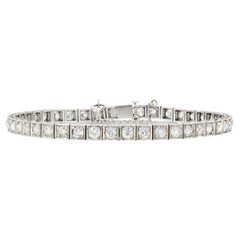 Art Deco 6.30 Carat Old Mine Cut Diamond Tennis Bracelet