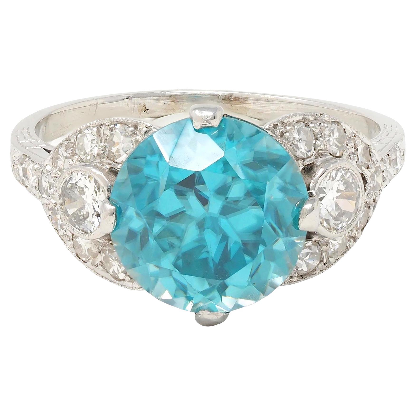 Art Deco 6,35 CTW Zirkon Diamant Platin Vintage Cocktail-Ring