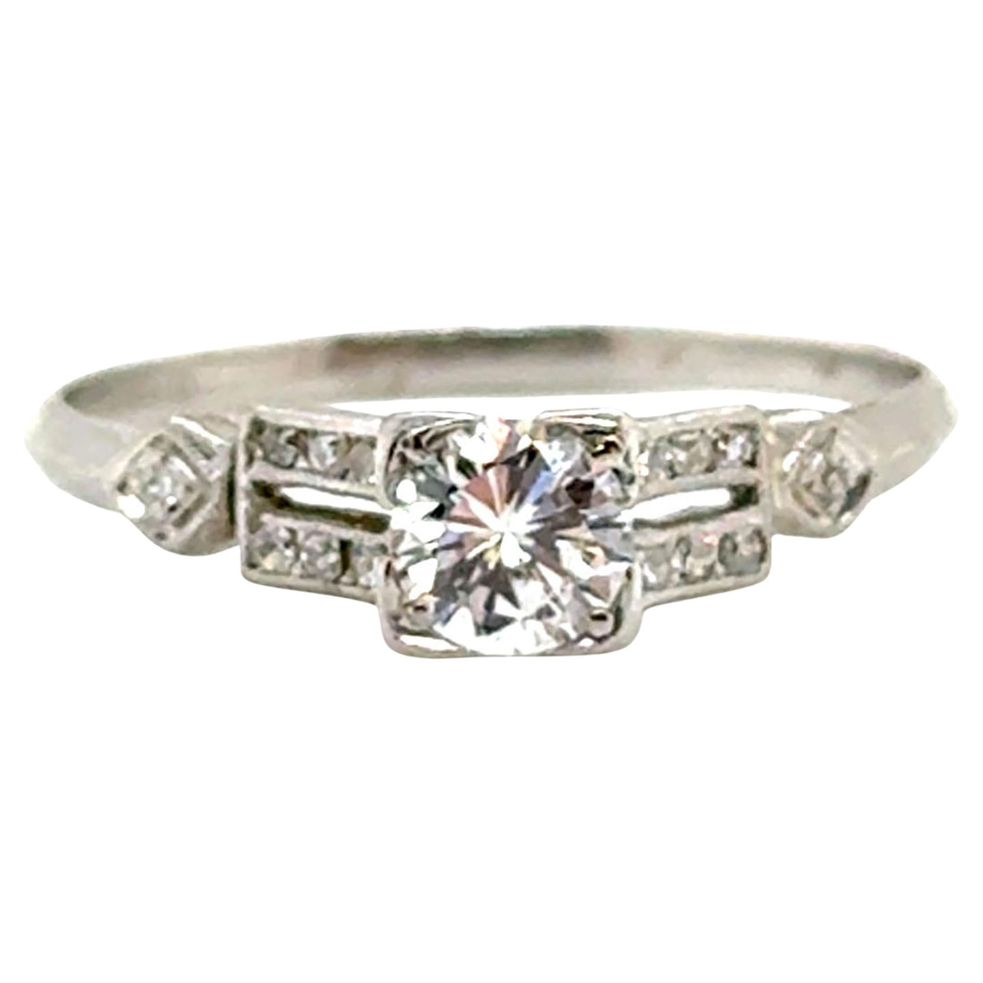 Anello con diamante Art Deco .63ct GIA Platino Antico 1930 originale estratto