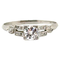Anello con diamante Art Deco .63ct GIA Platino Antico 1930 originale estratto
