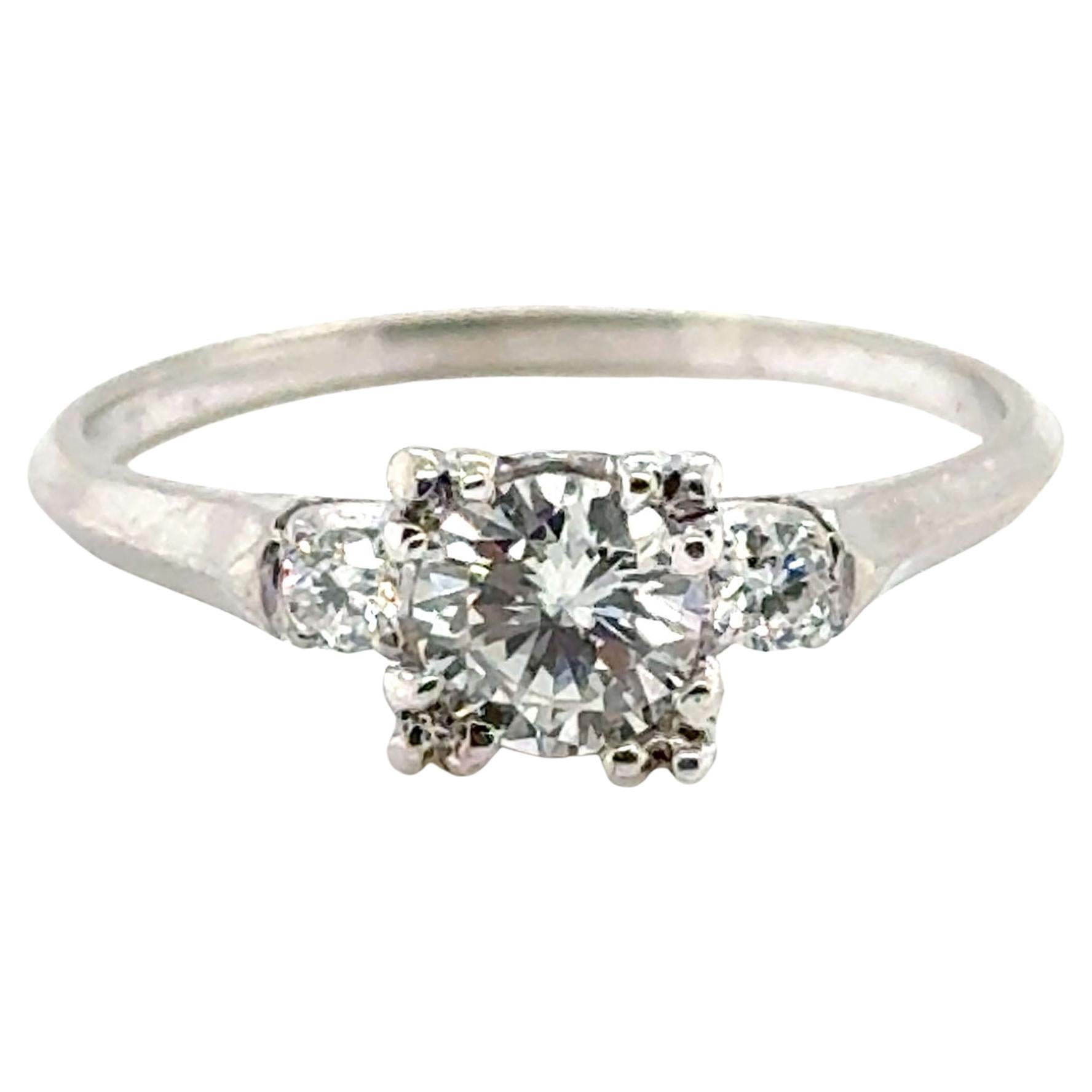 Bague en diamant GIA Platine Antique 1930s 1940s Original Mined