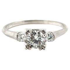 Art Deco .63ct Diamantring GIA Platin Antike 1930er 1940er Jahre Original abgebaut
