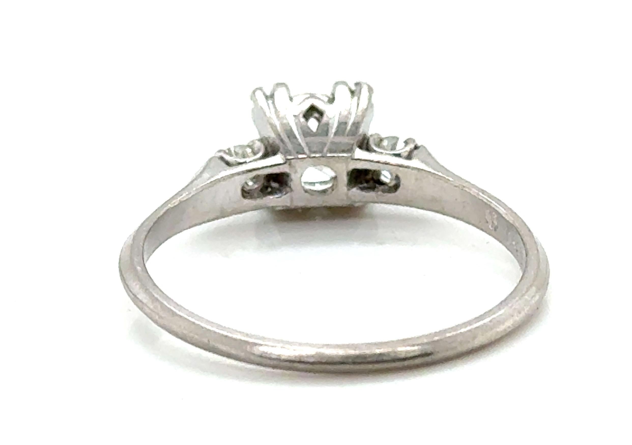 Bague en diamant GIA Platine Antique 1930s 1940s Original Mined Excellent état - En vente à Dearborn, MI