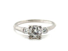 Anello con diamante Art Deco .63ct GIA Platino Antico 1930s 1940s Originale Estrazione