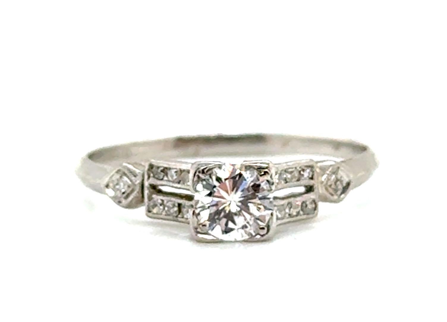 Art Deco .63ct Diamond Ring GIA Platinum Antique 1930s Original Mined
