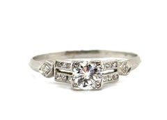 Anello con diamante Art Deco .63ct GIA Platino Antico 1930 originale estratto