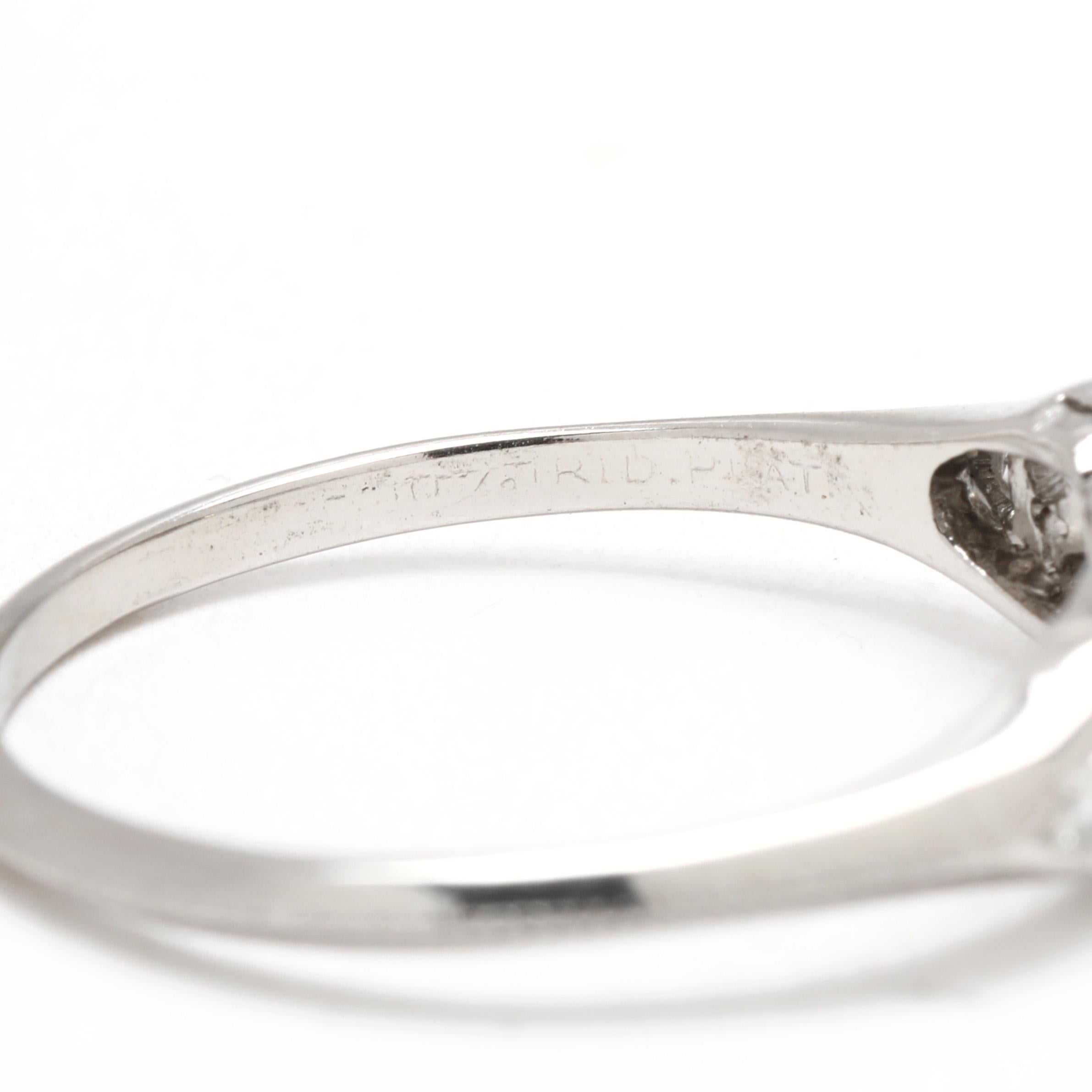 Femenino o masculino Anillo de compromiso de diamantes art déco de 0,63 ctw, platino, talla 7 en venta