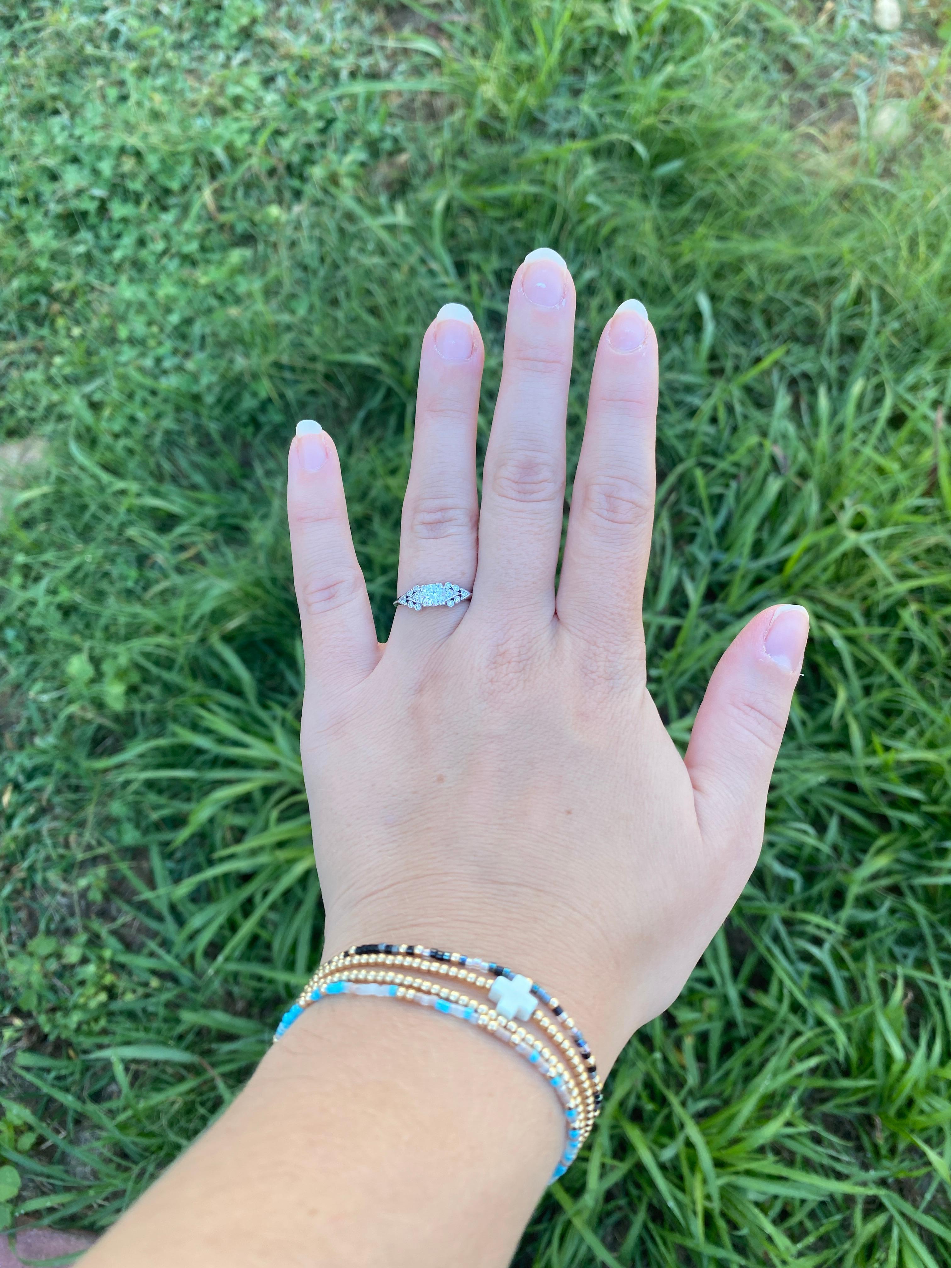 Bague de fiançailles en platine Art déco avec un diamant de 0,63ctw, taille 7 en vente 2
