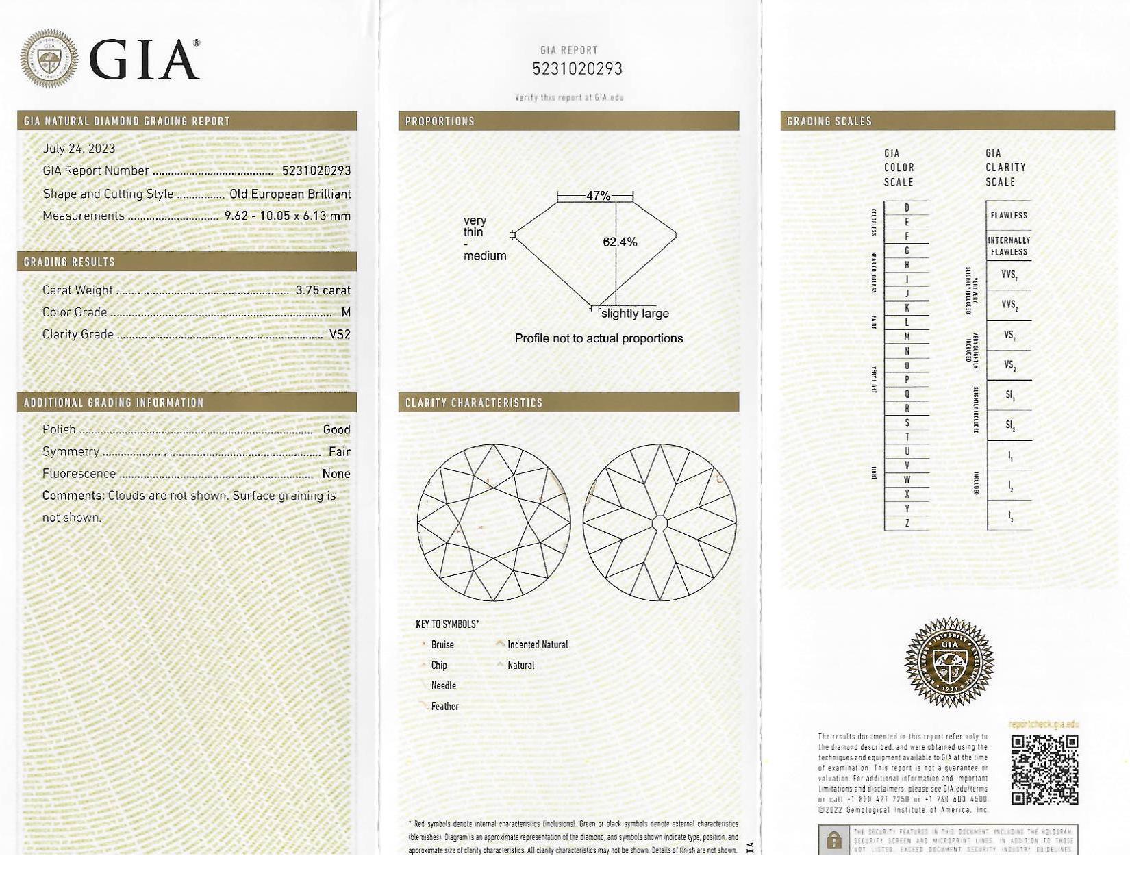 Anello di fidanzamento Art Deco 6,43 CTW Old European Diamond Ruby Platinum X GIA in vendita 6