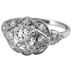 Art Deco .65 Carat Diamond Antique Engagement Platinum Ring