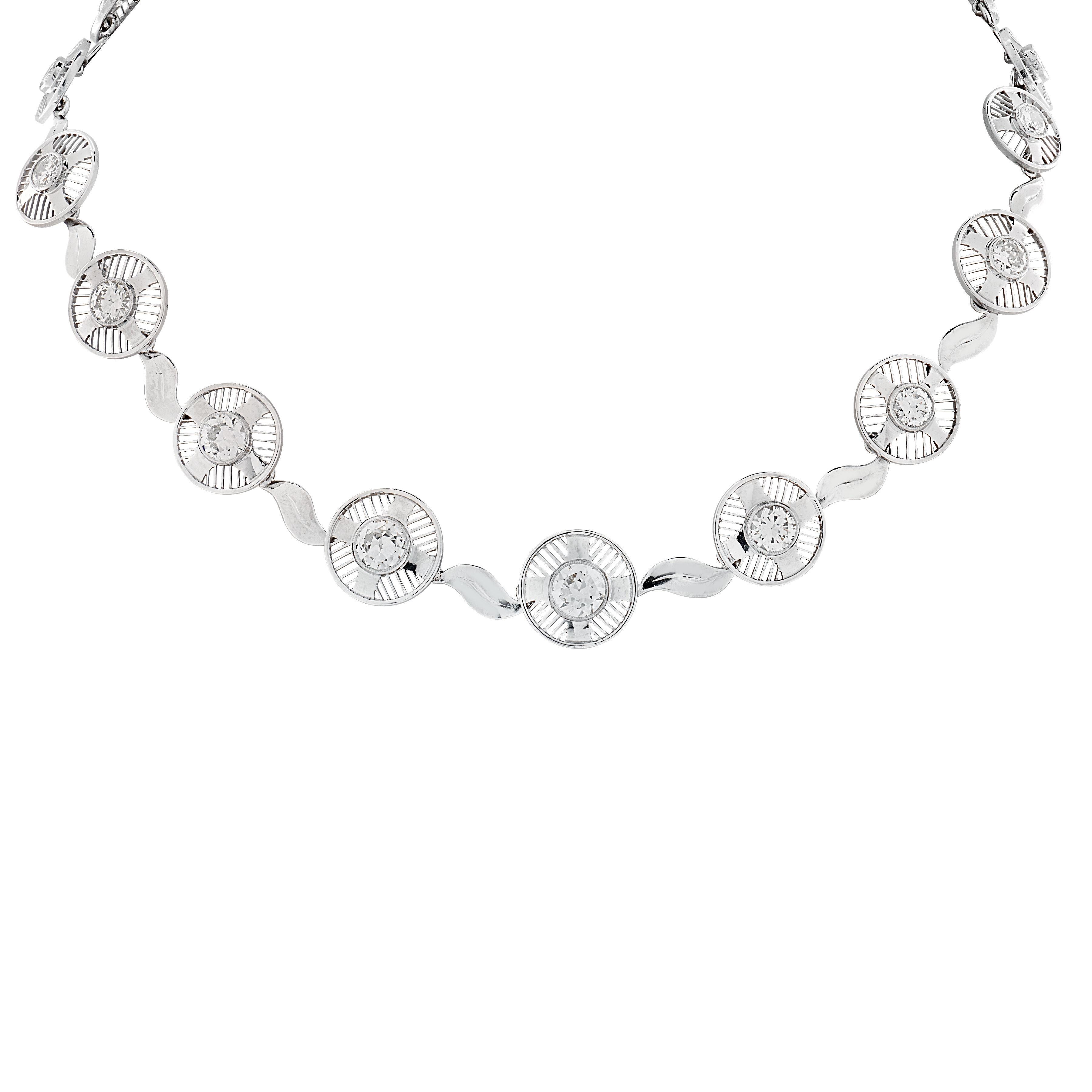 Art Deco 6.5 Carat Old European Cut Diamond Necklace For Sale 6
