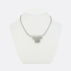 Art Deco 6.50 Carat Diamond Cluster Necklace